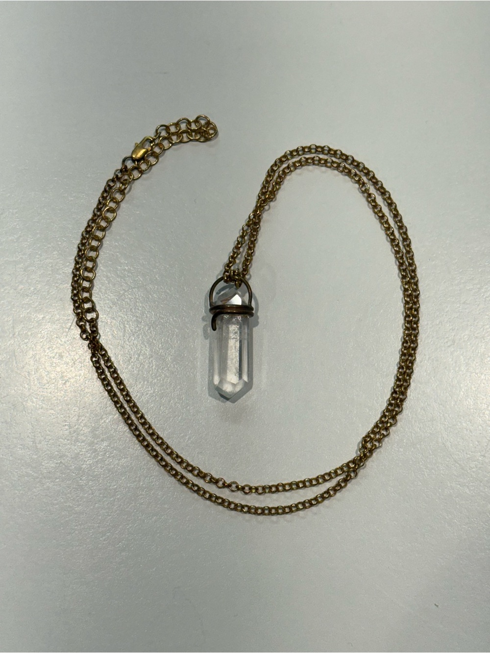 Gold-Tone Crystal Point Pendant Necklace - Clear Quartz Accent (2 necklaces)